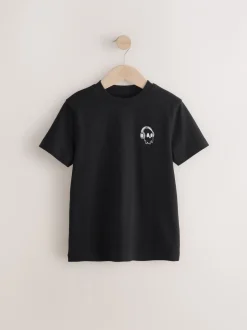 T-Shirts|Tops*Next - Verpakking van 4 T-shirts met kleine grafische print en korte mouwen (3 - 16 jr) Zwart/wit/grijs gemêleerd/kaki