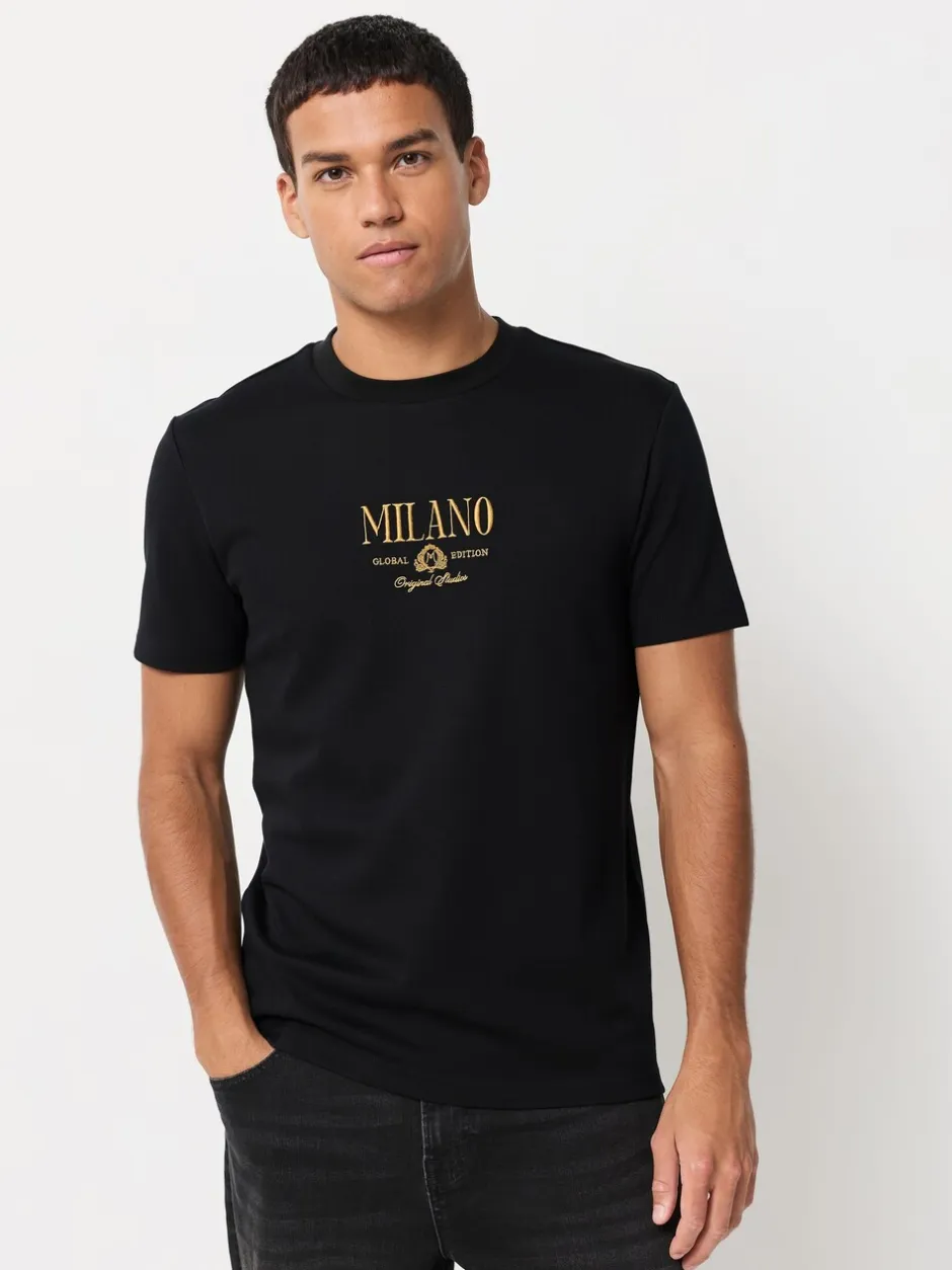 T-Shirts En Hemden*Next Zwart/wit/grijs met borduursel - Slim Fit - Set van 3 T-shirts met print