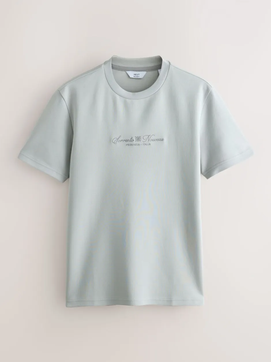 T-Shirts En Hemden*Next Zwart/wit/grijs met borduursel - Slim Fit - Set van 3 T-shirts met print