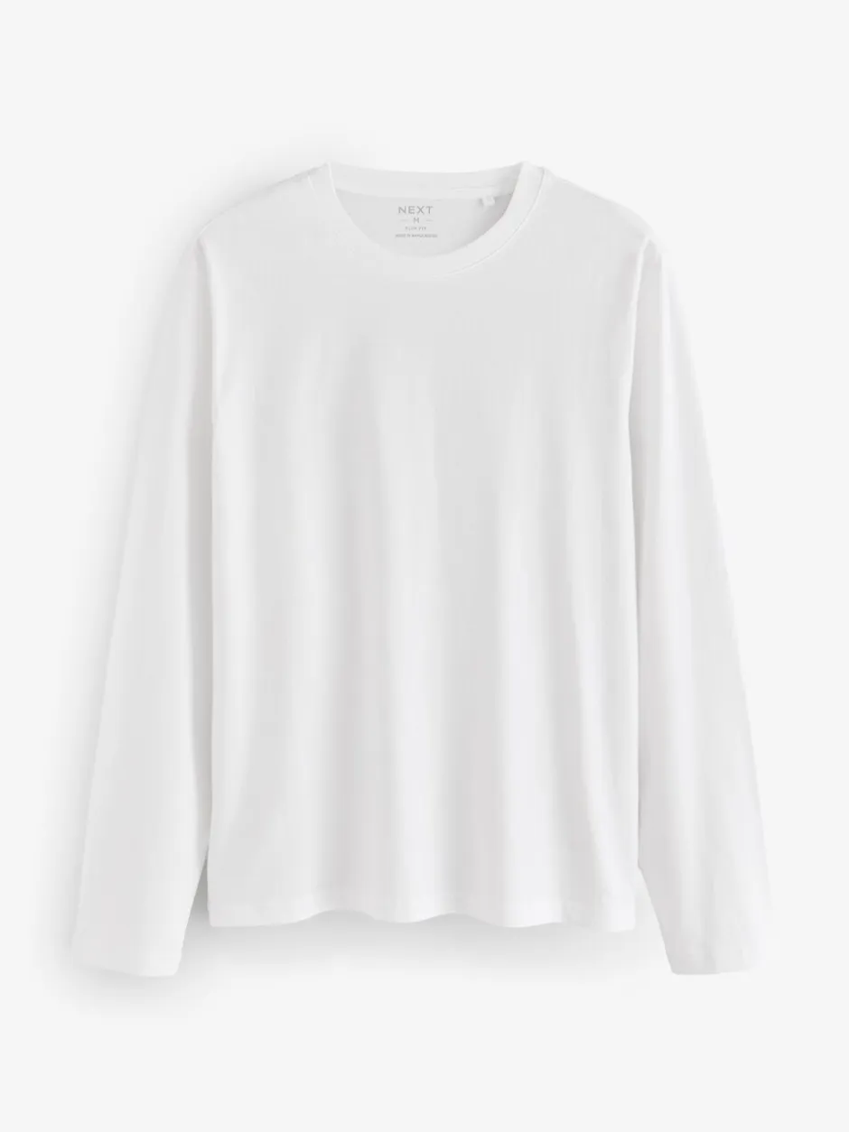 T-Shirts En Hemden|Next Zwart/Wit/Grijs/Blauw - Slim Fit - verpakking van 5 regular-fit T-shirts met lange mouwen van 100% katoen