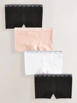 Onderbroeken|Next - 4 Katoenen slipjes met logotailleband Zwart/wit/nude