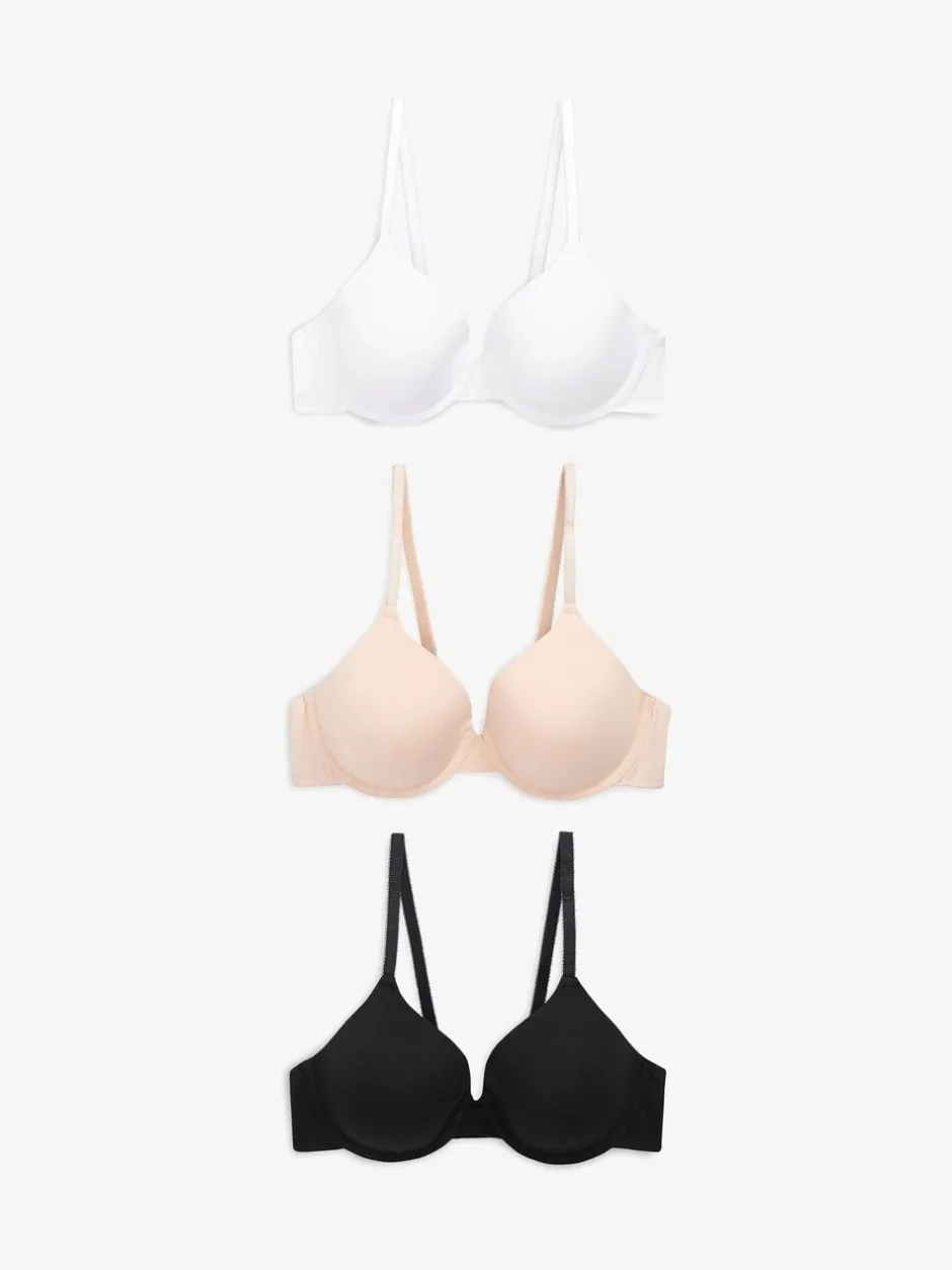 Beha's*Next Zwart/wit/pastelroze huidskleur - Katoenmix ultiem comfort beha's verpakking van 3