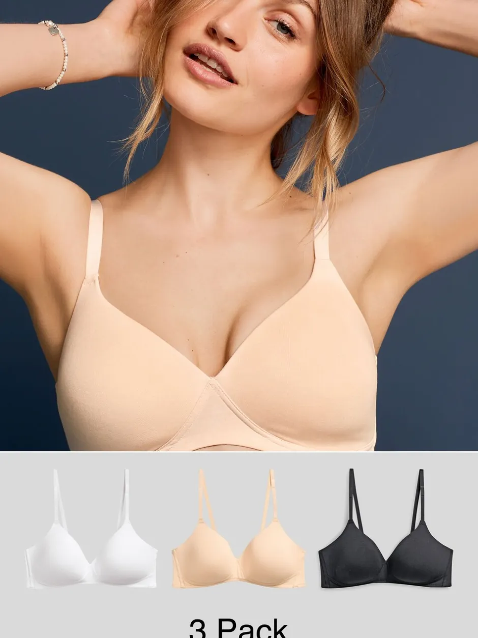 Beha's*Next - Katoenmix ultiem comfort beha's verpakking van 3 Zwart/wit/pastelroze huidskleur