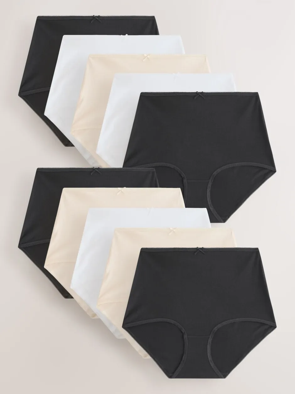 Onderbroeken*Next - Full Briefs Cotton Knickers 10 Pack Zwart/wit/pastelroze huidskleur