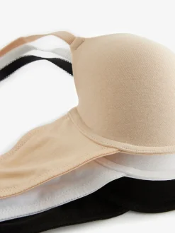 Beha's*Next Zwart/wit/pastelroze huidskleur - Katoenmix ultiem comfort beha's verpakking van 3