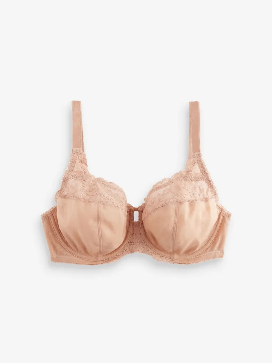 Beha's*Next - DD+ Beha's met volledige cups zonder vulling, set van 3 met kantversiering Zwart/wit/praline huidskleur