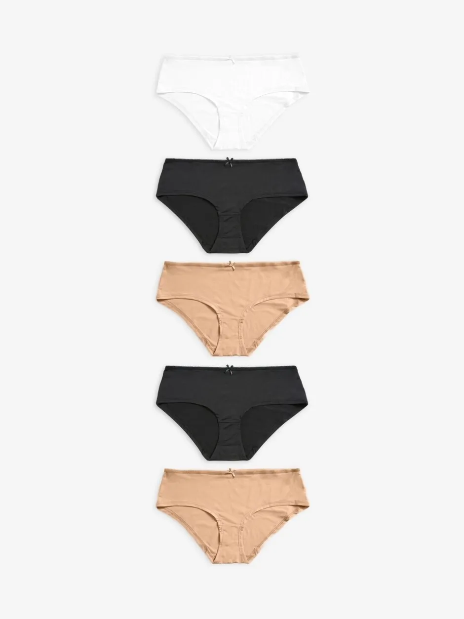 Onderbroeken*Next - Set van 5 slipjes van microvezels Zwart/wit/praline huidskleur