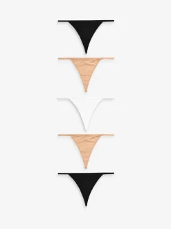 Onderbroeken|Next Zwart/wit/praline huidskleur - Set van 5 slipjes van microvezels