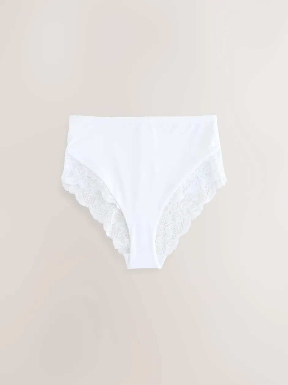 Onderbroeken*Next Zwart/wit/praline huidskleur - Microvezel & Kant Hoge Taille Slip 3 Pak
