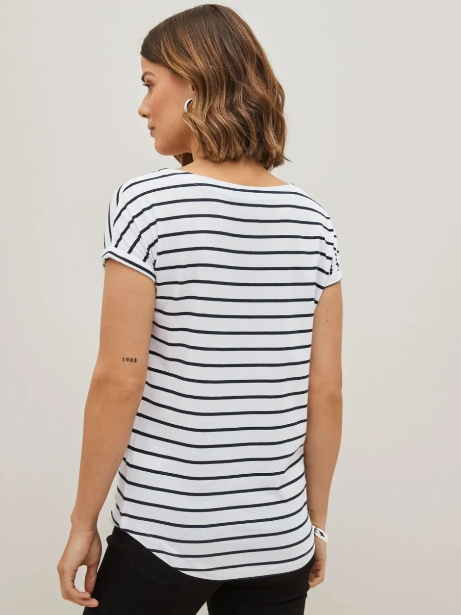 Tops En T-Shirts|Next - Verpakking van 3 T-shirts met kapmouwen van 100% katoen Zwart/wit/streep