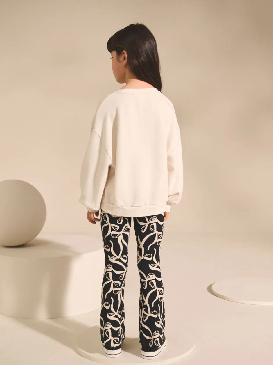 Broeken En Leggings*Next Zwart/witte strik - Geribde uitlopende legging (3-16 jr)
