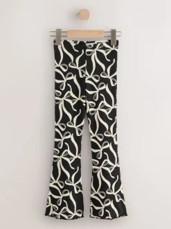 Broeken En Leggings*Next Zwart/witte strik - Geribde uitlopende legging (3-16 jr)