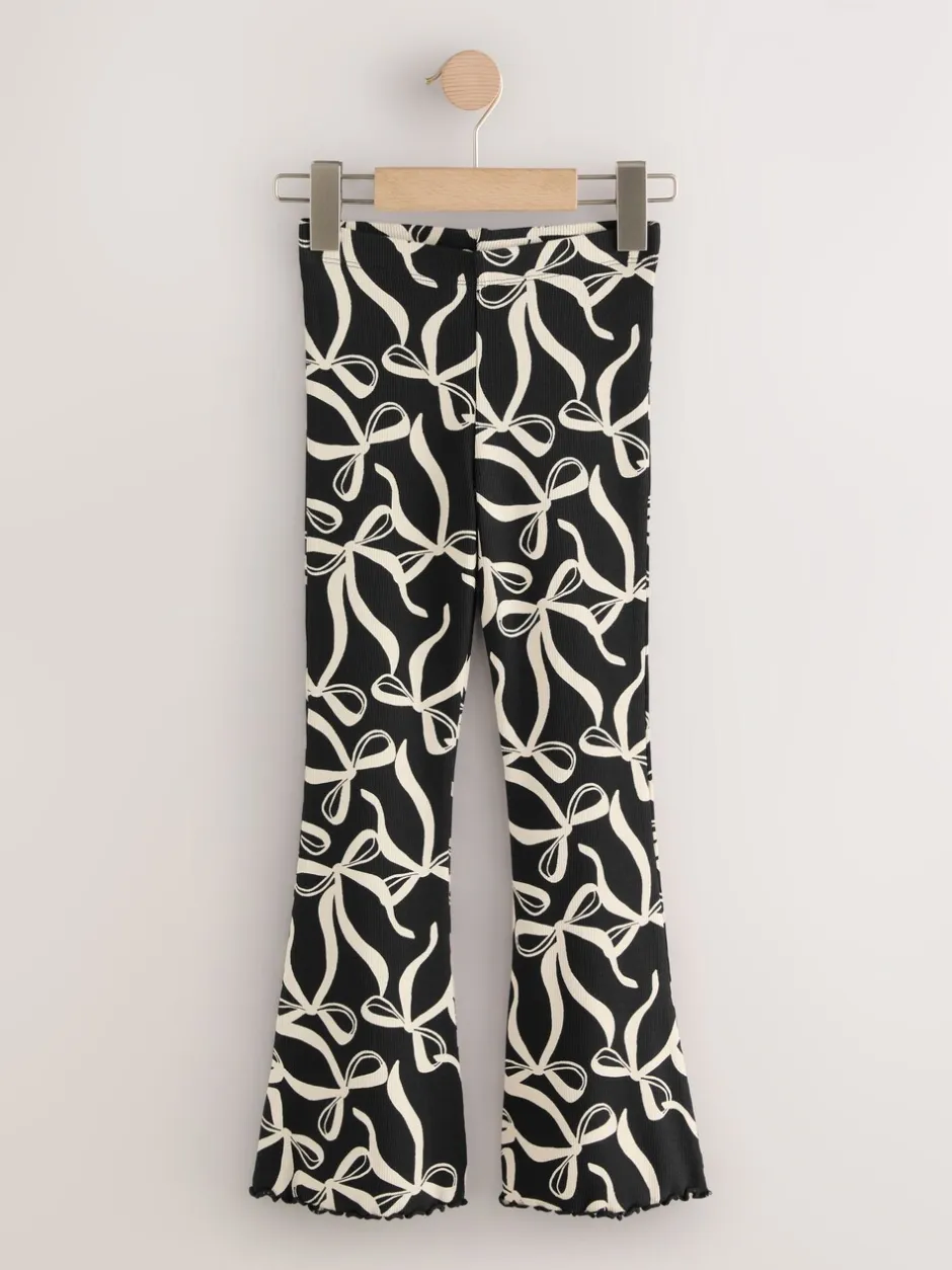 Broeken En Leggings*Next Zwart/witte strik - Geribde uitlopende legging (3-16 jr)