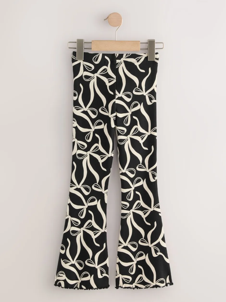 Broeken En Leggings*Next Zwart/witte strik - Geribde uitlopende legging (3-16 jr)