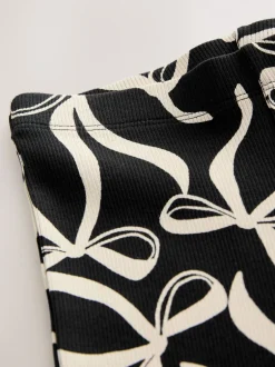 Broeken En Leggings*Next Zwart/witte strik - Geribde uitlopende legging (3-16 jr)