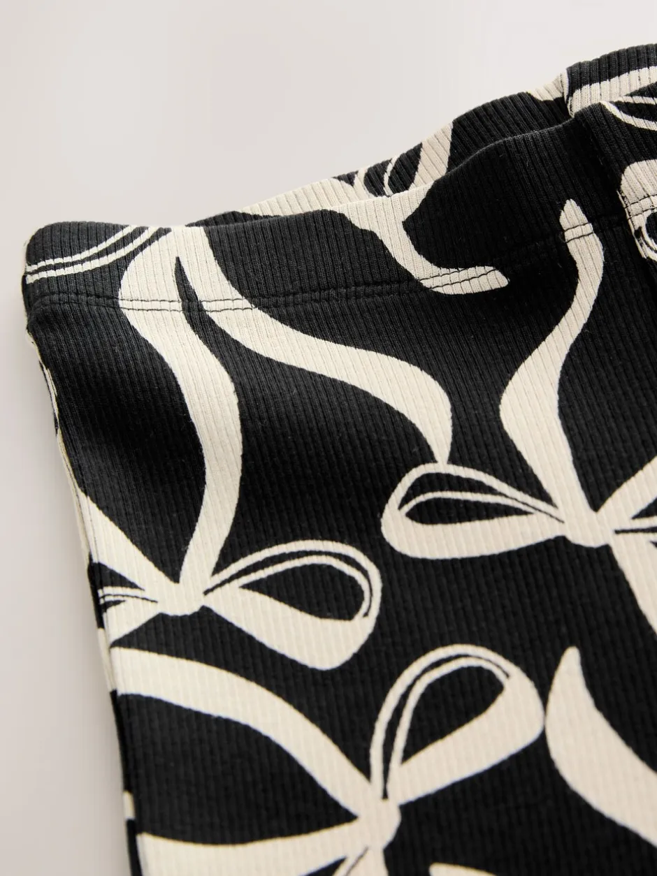 Broeken En Leggings*Next Zwart/witte strik - Geribde uitlopende legging (3-16 jr)