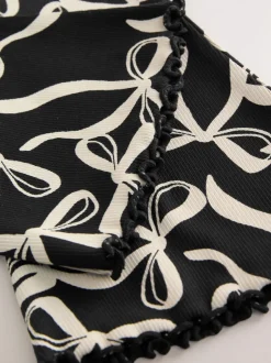 Broeken En Leggings*Next Zwart/witte strik - Geribde uitlopende legging (3-16 jr)