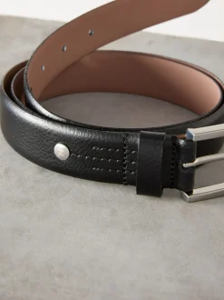 Ceintuurs|Next - N. Premium riem van Italiaans leer Zwart/zilveren tinten