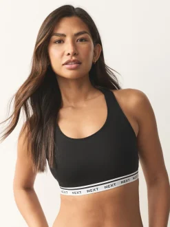Beha's*Next Zwart/zwart/grijs/wit - Ultimate Comfort Cotton Logo Crop Bras 4 Pack