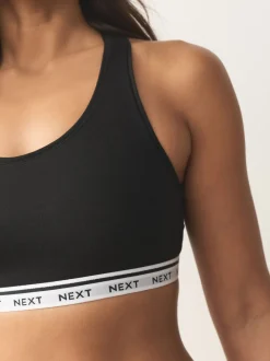 Beha's*Next Zwart/zwart/grijs/wit - Ultimate Comfort Cotton Logo Crop Bras 4 Pack