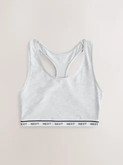 Beha's*Next Zwart/zwart/grijs/wit - Ultimate Comfort Cotton Logo Crop Bras 4 Pack