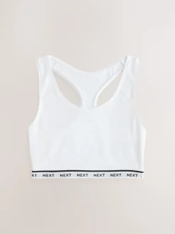 Beha's*Next Zwart/zwart/grijs/wit - Ultimate Comfort Cotton Logo Crop Bras 4 Pack