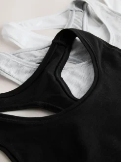 Beha's*Next Zwart/zwart/grijs/wit - Ultimate Comfort Cotton Logo Crop Bras 4 Pack